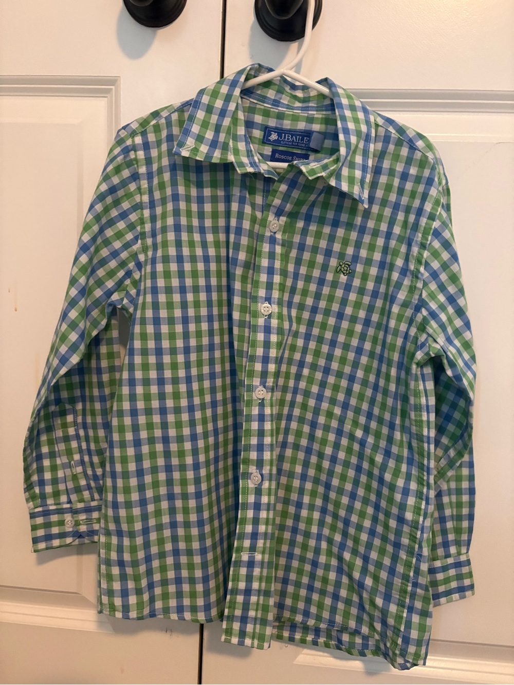J.Bale Boys' Green & Blue Gingham Button-Down Shirt